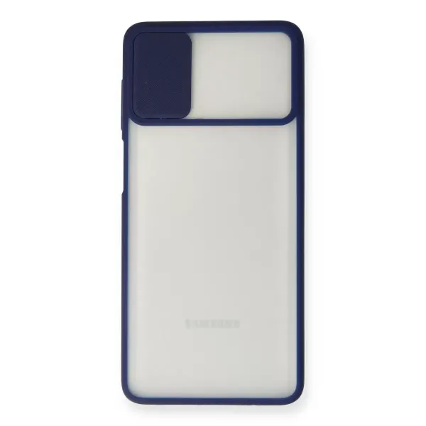 Samsung Galaxy M51 Kılıf Palm Buzlu Kamera Sürgülü Silikon - Lacivert