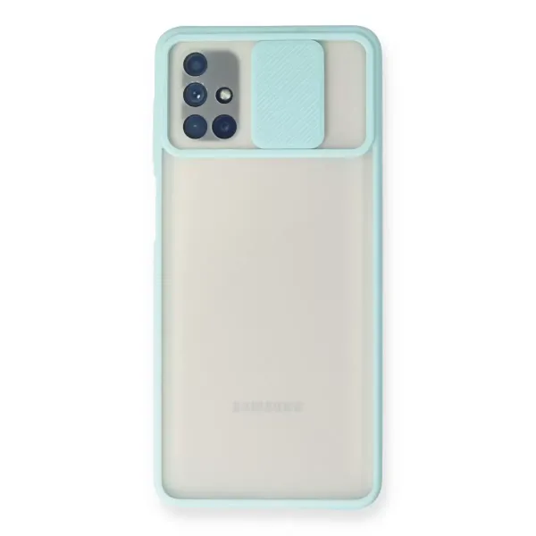 Samsung Galaxy M51 Kılıf Palm Buzlu Kamera Sürgülü Silikon - Turkuaz