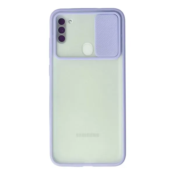 Samsung Galaxy A11 Kılıf Palm Buzlu Kamera Sürgülü Silikon - Lila
