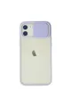 Apple İphone 12 Kılıf Palm Buzlu Kamera Sürgülü Silikon - Lila