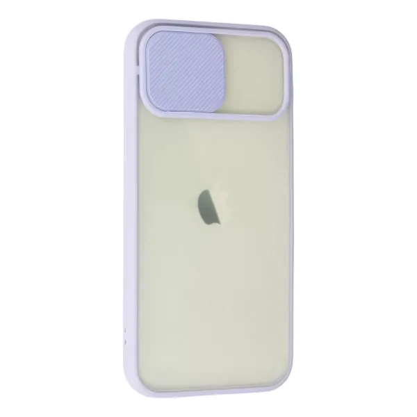 Apple İphone 12 Kılıf Palm Buzlu Kamera Sürgülü Silikon - Lila