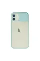 Apple İphone 12 Kılıf Palm Buzlu Kamera Sürgülü Silikon - Turkuaz