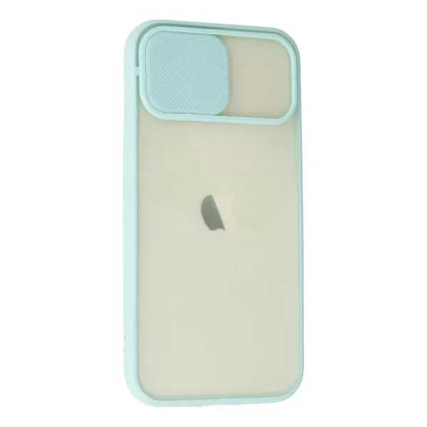 Apple İphone 12 Kılıf Palm Buzlu Kamera Sürgülü Silikon - Turkuaz