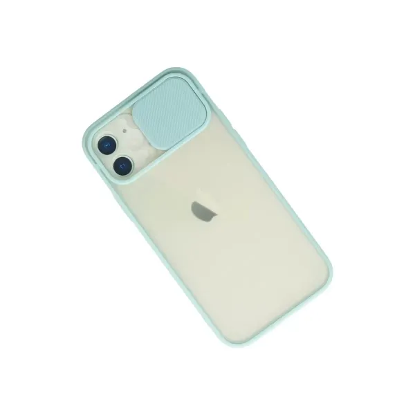 Apple İphone 12 Kılıf Palm Buzlu Kamera Sürgülü Silikon - Turkuaz