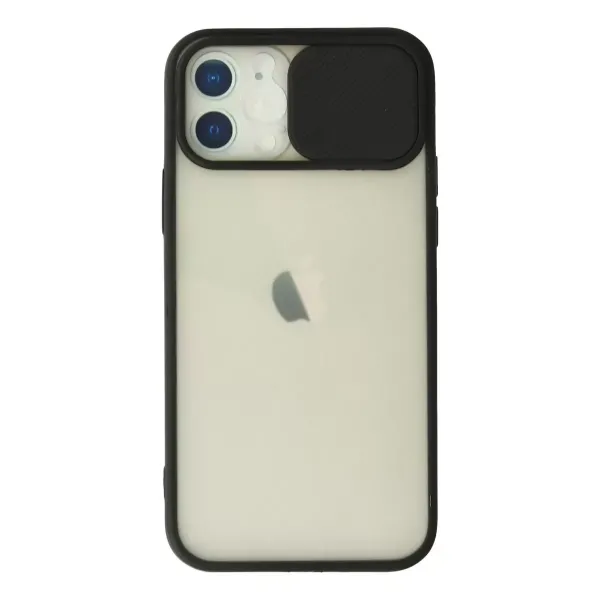 Apple İphone 12 Kılıf Palm Buzlu Kamera Sürgülü Silikon - Siyah