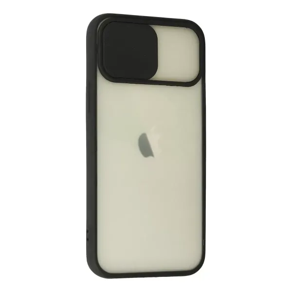 Apple İphone 12 Kılıf Palm Buzlu Kamera Sürgülü Silikon - Siyah
