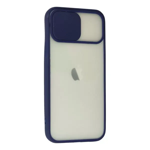 Apple İphone 12 Kılıf Palm Buzlu Kamera Sürgülü Silikon - Lacivert