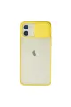 Apple İphone 12 Kılıf Palm Buzlu Kamera Sürgülü Silikon - Sarı