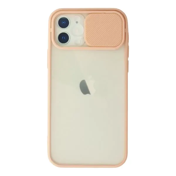 Apple İphone 12 Kılıf Palm Buzlu Kamera Sürgülü Silikon - Pembe