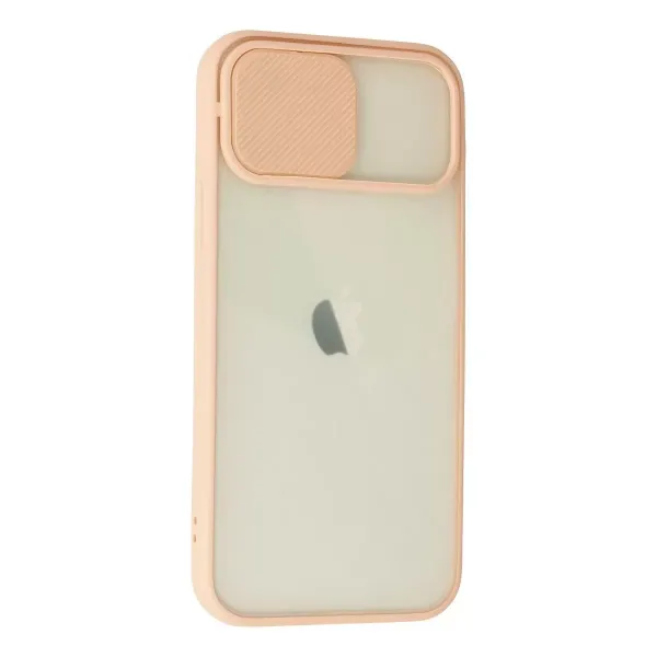 Apple İphone 12 Kılıf Palm Buzlu Kamera Sürgülü Silikon - Pembe