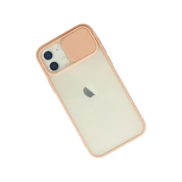 Apple İphone 12 Kılıf Palm Buzlu Kamera Sürgülü Silikon - Pembe