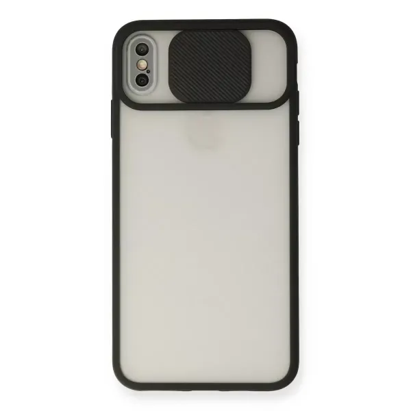 Apple İphone Xs Max Kılıf Palm Buzlu Kamera Sürgülü Silikon - Siyah