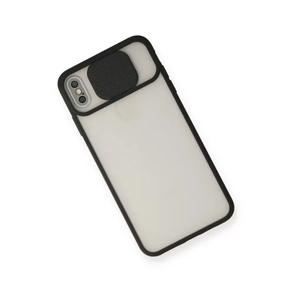 Apple İphone Xs Max Kılıf Palm Buzlu Kamera Sürgülü Silikon - Siyah