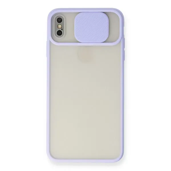 Apple İphone Xs Max Kılıf Palm Buzlu Kamera Sürgülü Silikon - Lila