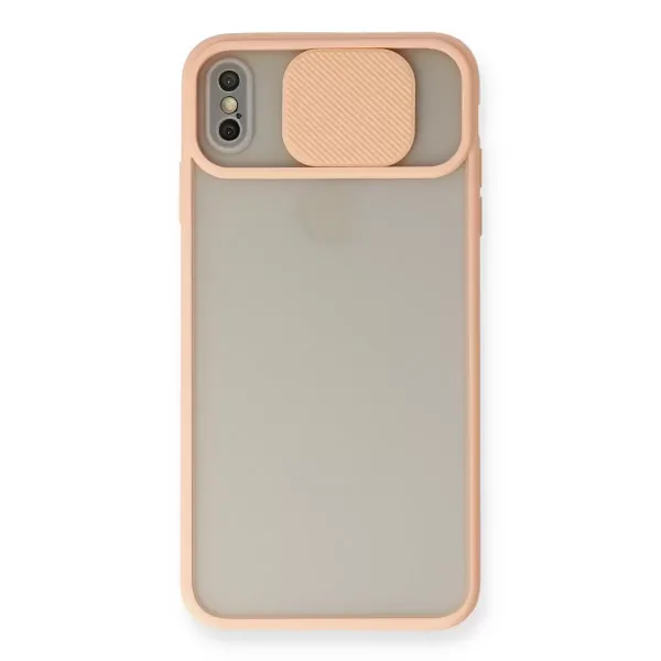 Apple İphone Xs Max Kılıf Palm Buzlu Kamera Sürgülü Silikon - Pembe