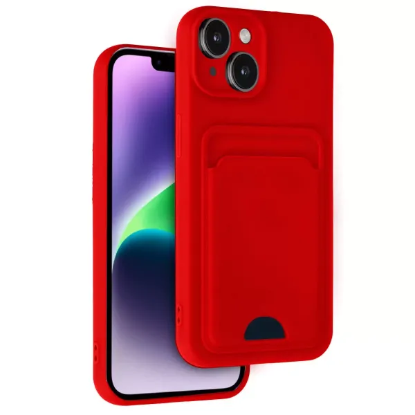 Apple İphone 14 Kılıf Kelvin Kartvizitli Silikon - Kırmızı