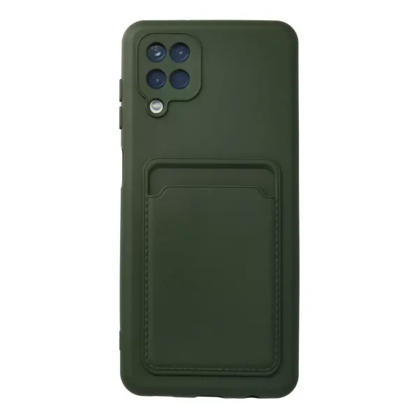 Samsung Galaxy A12 Kılıf Kelvin Kartvizitli Silikon - Koyu Yeşil