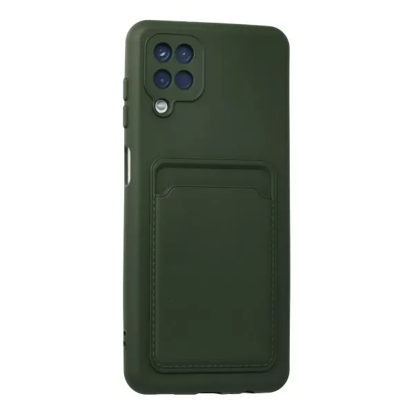 Samsung Galaxy A12 Kılıf Kelvin Kartvizitli Silikon - Koyu Yeşil