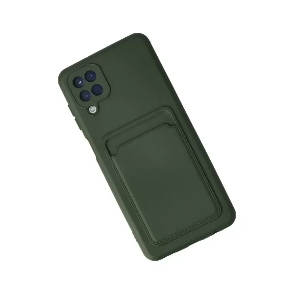 Samsung Galaxy A12 Kılıf Kelvin Kartvizitli Silikon - Koyu Yeşil