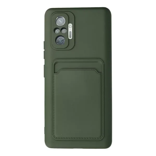 Xiaomi Redmi Note 10 Pro Kılıf Kelvin Kartvizitli Silikon - Koyu Yeşil