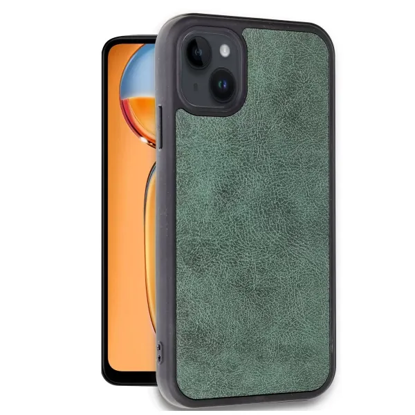 Apple İphone 14 Kılıf Aras Deri Kapak - Koyu Yeşil
