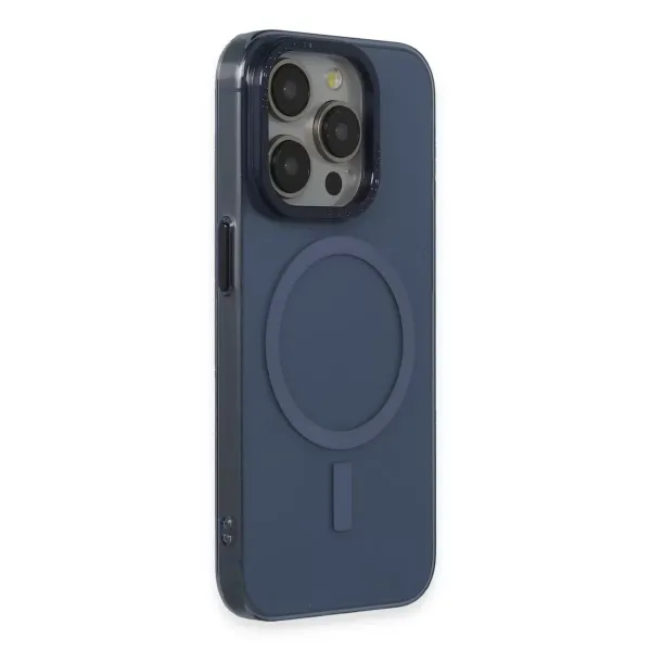 Apple İphone 15 Pro Max Kılıf Anka Pc Magneticsafe Sert Metal Kapak - Lacivert