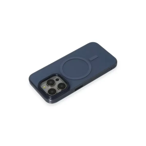 Apple İphone 15 Pro Max Kılıf Anka Pc Magneticsafe Sert Metal Kapak - Lacivert