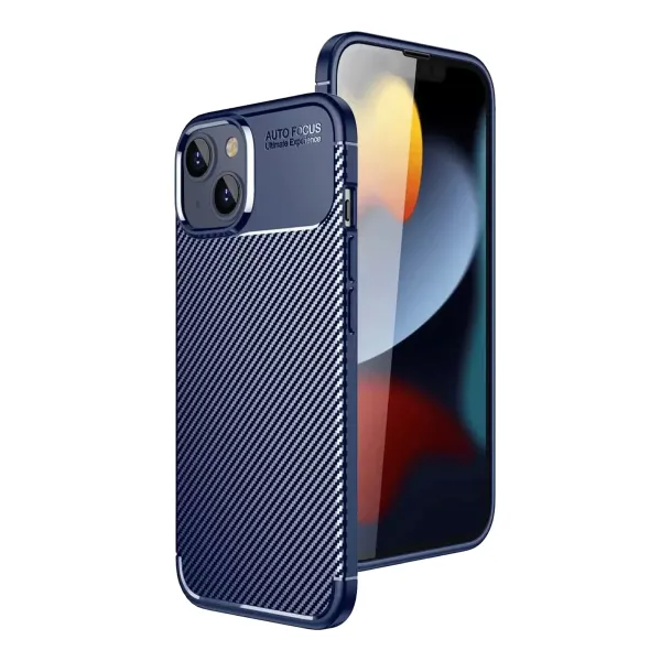 Apple İphone 15 Kılıf Auto Focus Karbon Kapak - Lacivert