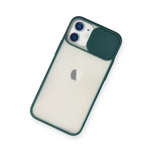 Apple İphone 11 Kılıf Palm Buzlu Kamera Sürgülü Silikon - Yeşil