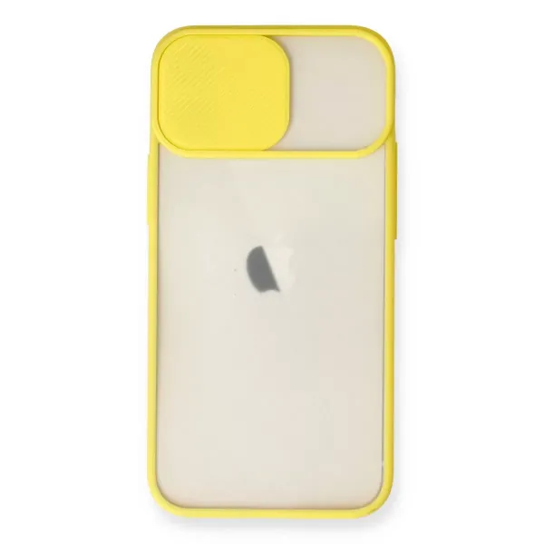 Apple İphone 11 Kılıf Palm Buzlu Kamera Sürgülü Silikon - Sarı