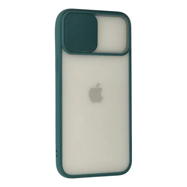 Apple İphone 12 Pro Max Kılıf Palm Buzlu Kamera Sürgülü Silikon - Yeşil