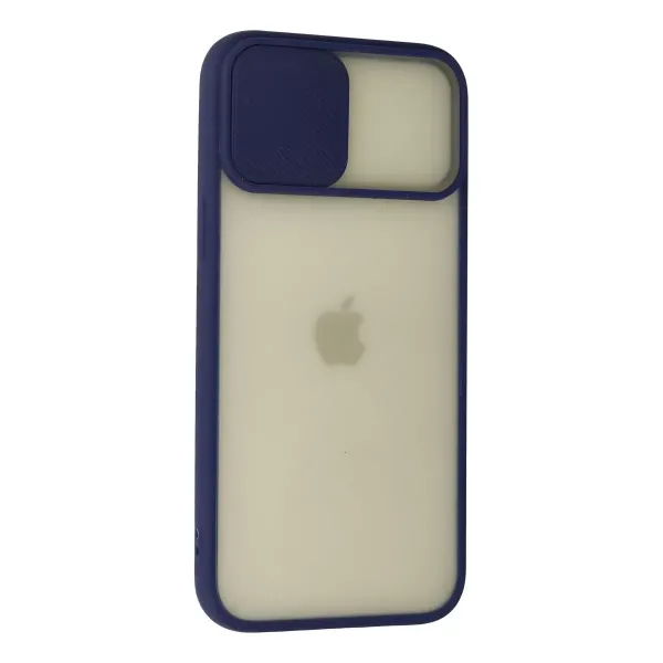 Apple İphone 12 Pro Max Kılıf Palm Buzlu Kamera Sürgülü Silikon - Lacivert