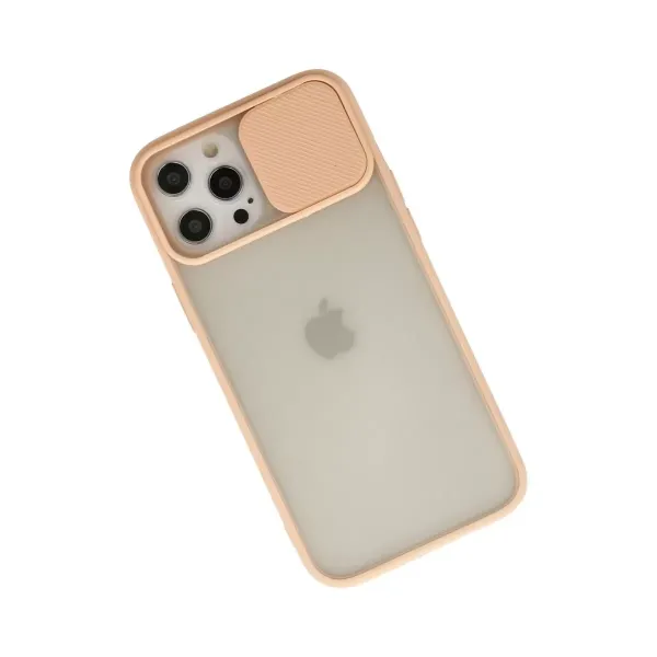 Apple İphone 12 Pro Max Kılıf Palm Buzlu Kamera Sürgülü Silikon - Pembe