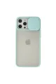 Apple İphone 12 Pro Max Kılıf Palm Buzlu Kamera Sürgülü Silikon - Turkuaz