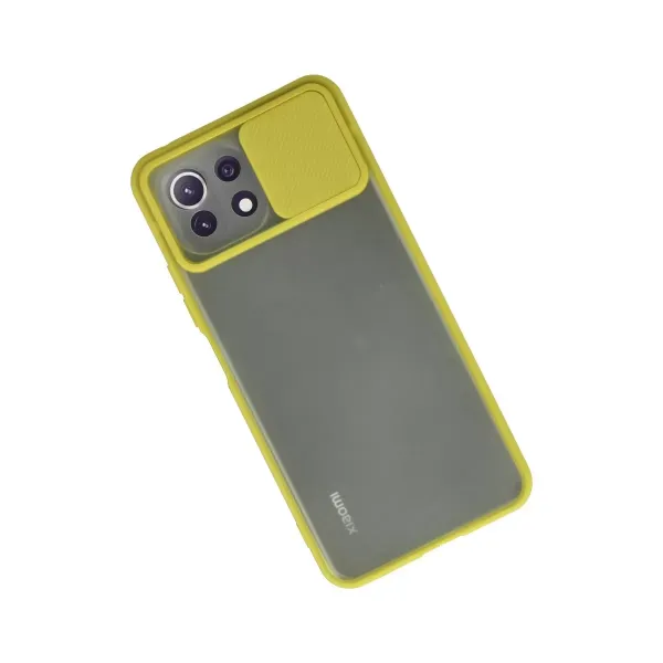 Xiaomi Mi 11 Lite Kılıf Palm Buzlu Kamera Sürgülü Silikon - Sarı