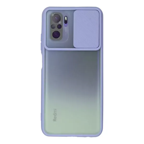 Xiaomi Redmi Note 10 Kılıf Palm Buzlu Kamera Sürgülü Silikon - Lila