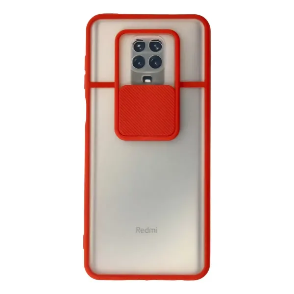 Xiaomi Redmi Note 9 Pro Kılıf Palm Buzlu Kamera Sürgülü Silikon - Kırmızı