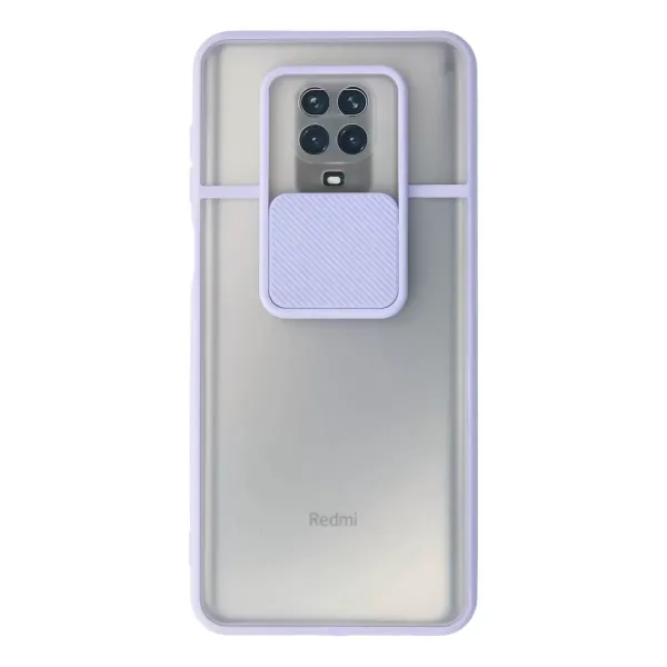 Xiaomi Redmi Note 9 Pro Kılıf Palm Buzlu Kamera Sürgülü Silikon - Lila