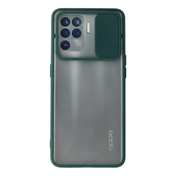 Oppo Reno 5 Lite Kılıf Palm Buzlu Kamera Sürgülü Silikon - Yeşil
