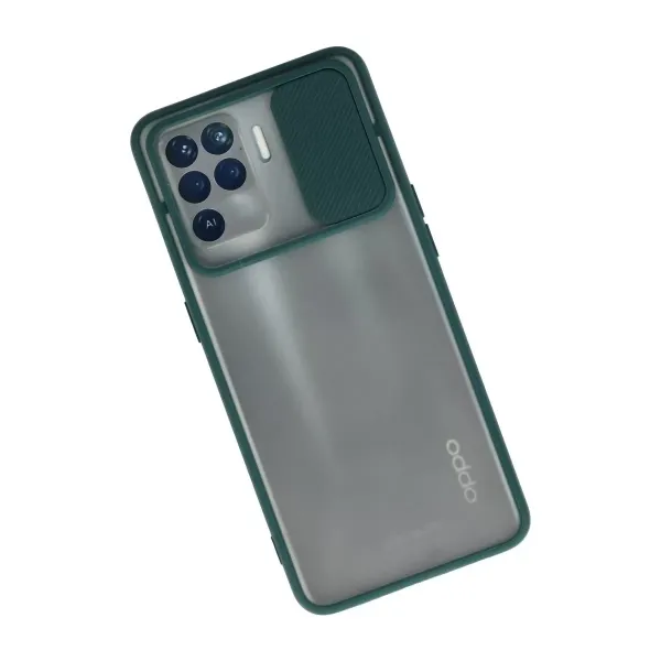 Oppo Reno 5 Lite Kılıf Palm Buzlu Kamera Sürgülü Silikon - Yeşil