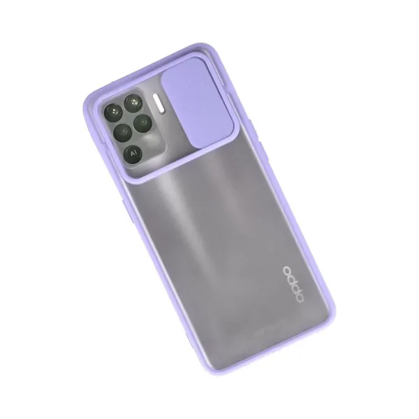 Oppo Reno 5 Lite Kılıf Palm Buzlu Kamera Sürgülü Silikon - Lila