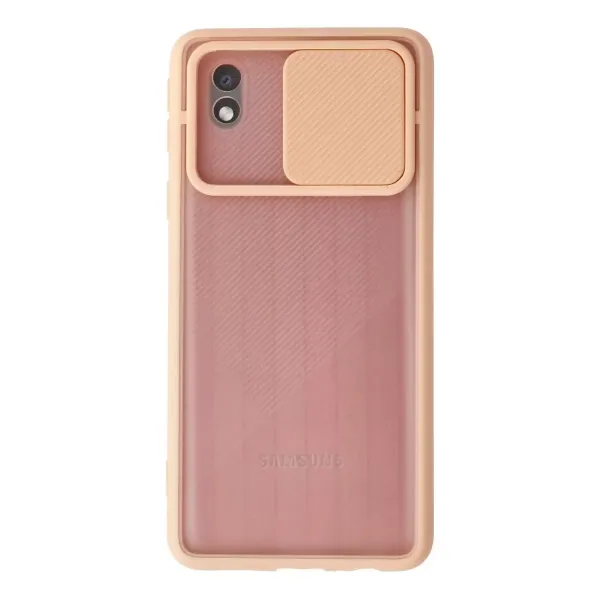 Samsung Galaxy A01 Core Kılıf Palm Buzlu Kamera Sürgülü Silikon - Pembe