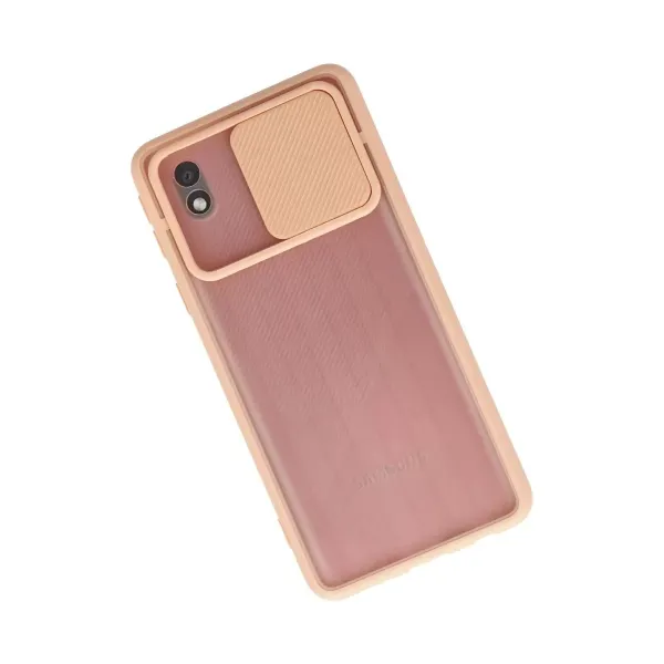 Samsung Galaxy A01 Core Kılıf Palm Buzlu Kamera Sürgülü Silikon - Pembe