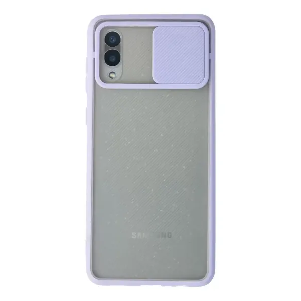 Samsung Galaxy A02 Kılıf Palm Buzlu Kamera Sürgülü Silikon - Lila