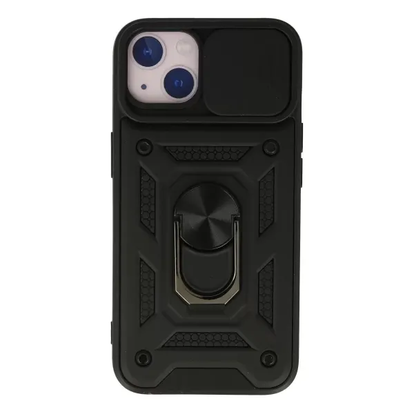 Apple İphone 15 Kılıf Pars Lens Yüzüklü Silikon - Siyah