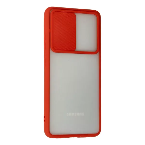 Samsung Galaxy A52 Kılıf Palm Buzlu Kamera Sürgülü Silikon - Kırmızı