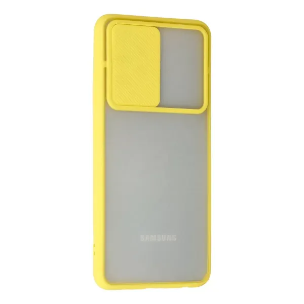 Samsung Galaxy A52 Kılıf Palm Buzlu Kamera Sürgülü Silikon - Sarı