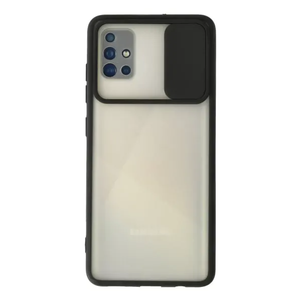 Samsung Galaxy A71 Kılıf Palm Buzlu Kamera Sürgülü Silikon - Siyah