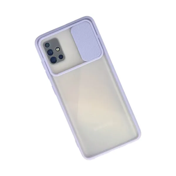 Samsung Galaxy A71 Kılıf Palm Buzlu Kamera Sürgülü Silikon - Lila