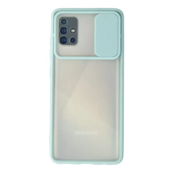 Samsung Galaxy A71 Kılıf Palm Buzlu Kamera Sürgülü Silikon - Turkuaz